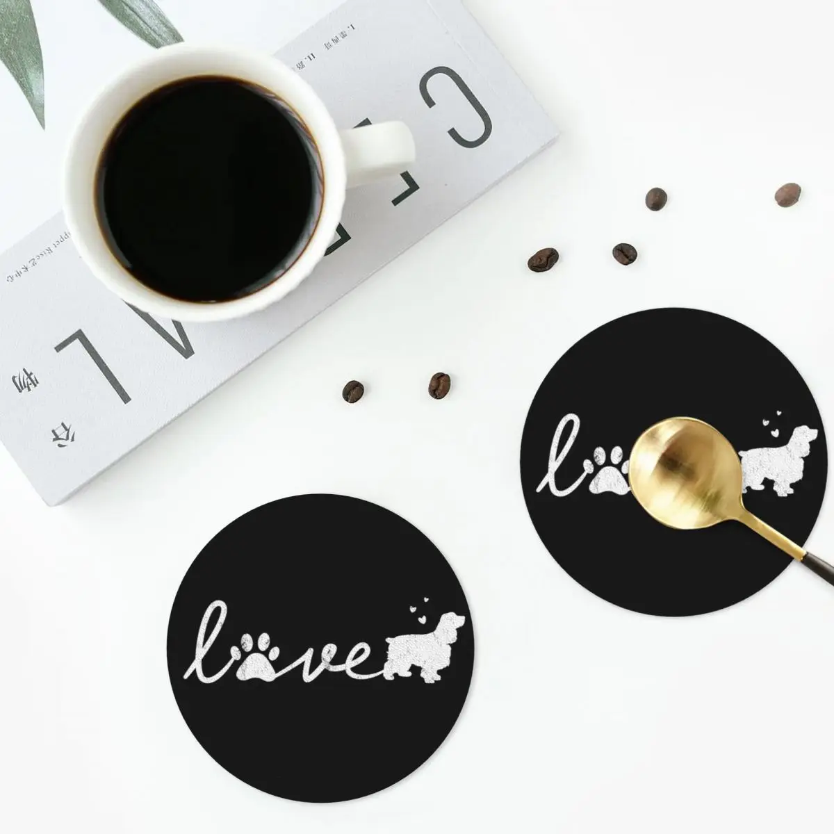 Cocker Spaniel Love Dog Pet Lover Gift Coasters Placemats Insulation Coffee Mats for Home Kitchen Dining Pads Set of 6