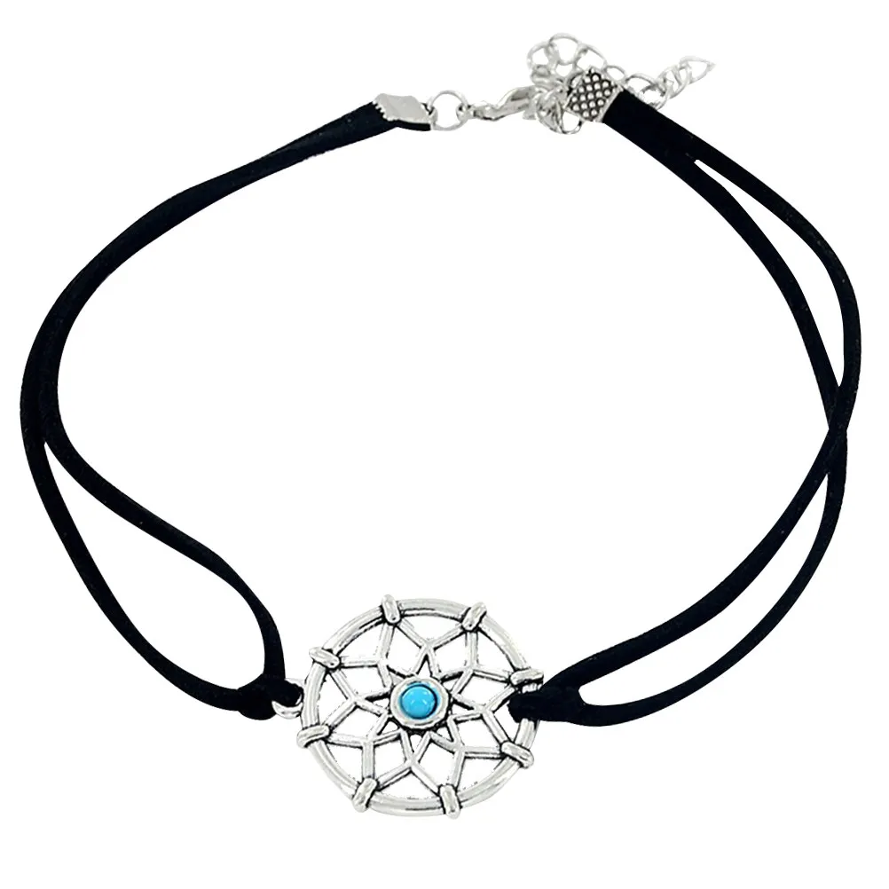 Dream Catcher Choker Necklace for Women – Alloy Gothic Short Necklace with Suede Band, Gift for Family & Friends