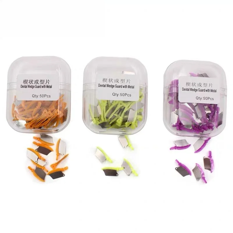 

3Box/Lot Dental Teeth Interproximal Protection Matrix Plastic Wedges with Metal Sheet Protection Steel Matrix