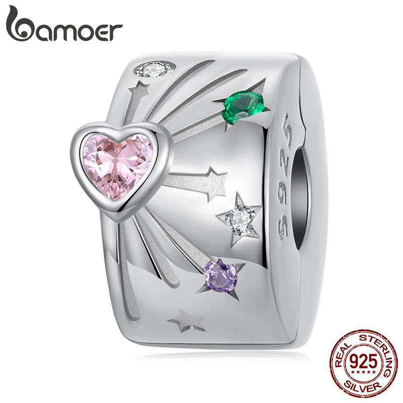 

BAMOER твердое серебро 925 пробы, ослепительная подвесная бусина для фейерверков, подходит для оригинального браслета, ювелирных изделий, сделай сам, бусина с пробкой-зажимом