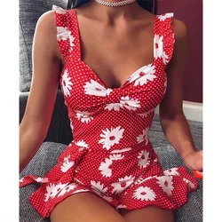 Breezy Sleeveless Dress with Vibrant Floral Print and Elegant V-Neck 