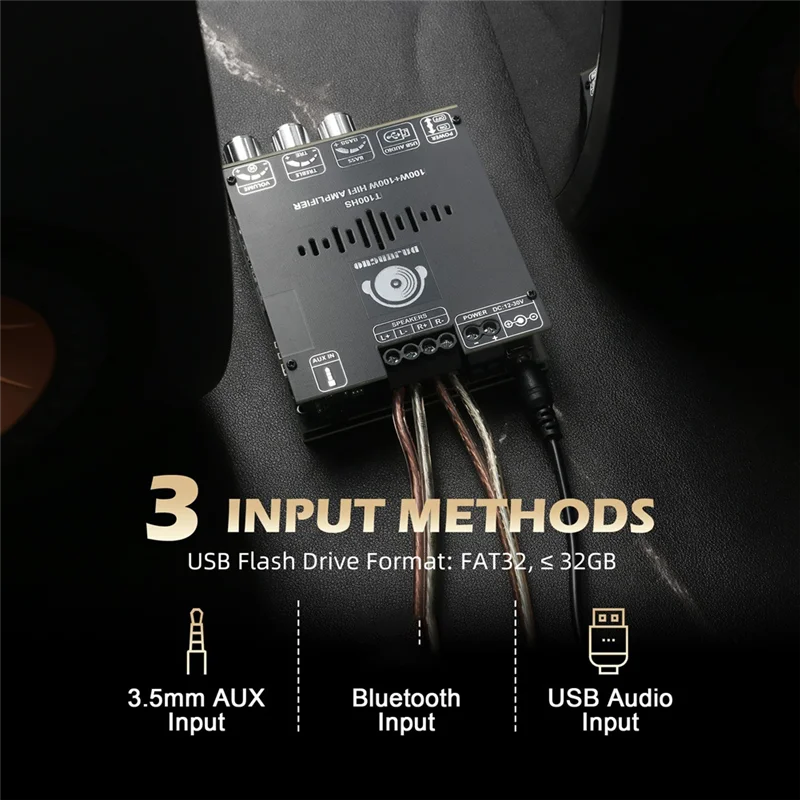 

【HOT】T100HS Power Amplifier Board Bluetooth5.2 TPA3221 Chip 2.0 Channel 100Wx2,Audio Power Amplifier