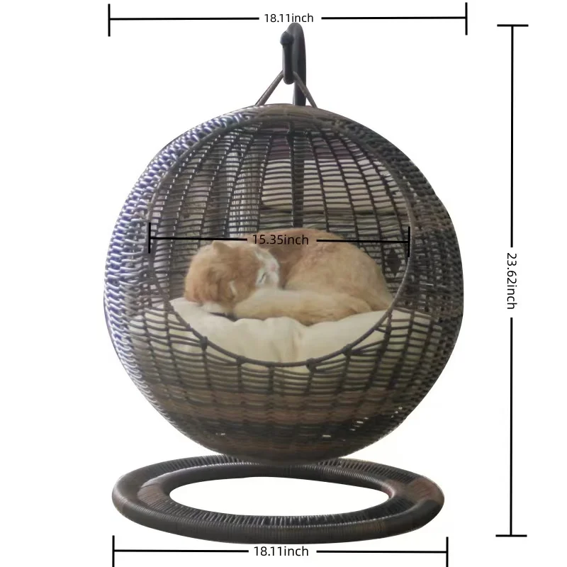 Sustainable Metal Pet Bed Winter Cat Litter Semi-Closed Opening Universal Summer Cat Hammock Semi-Enclosed Circular Rattan Solid