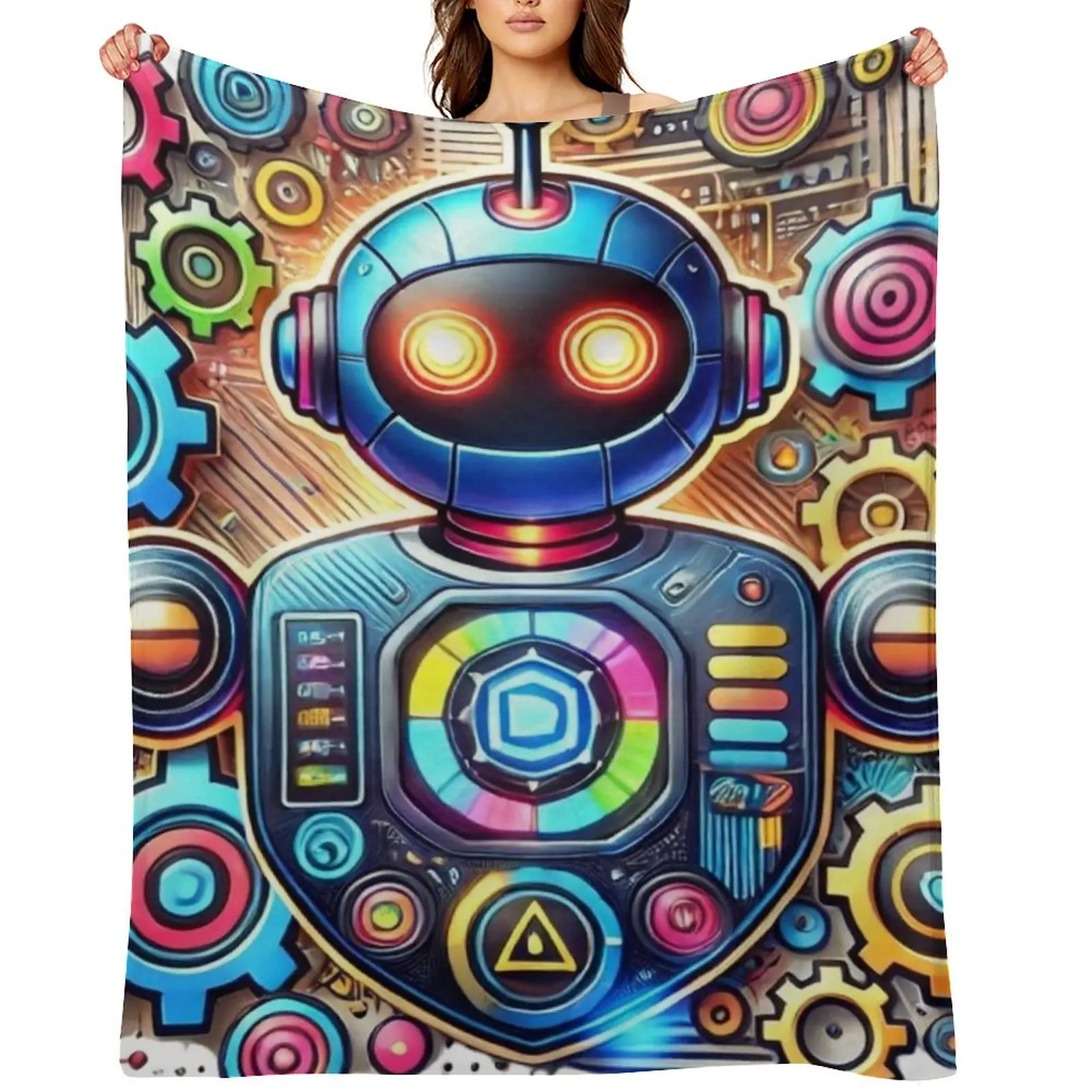 

Children's robot Throw Blanket Soft Plush Plaid Baby warm for winter Decorative Throw Blankets