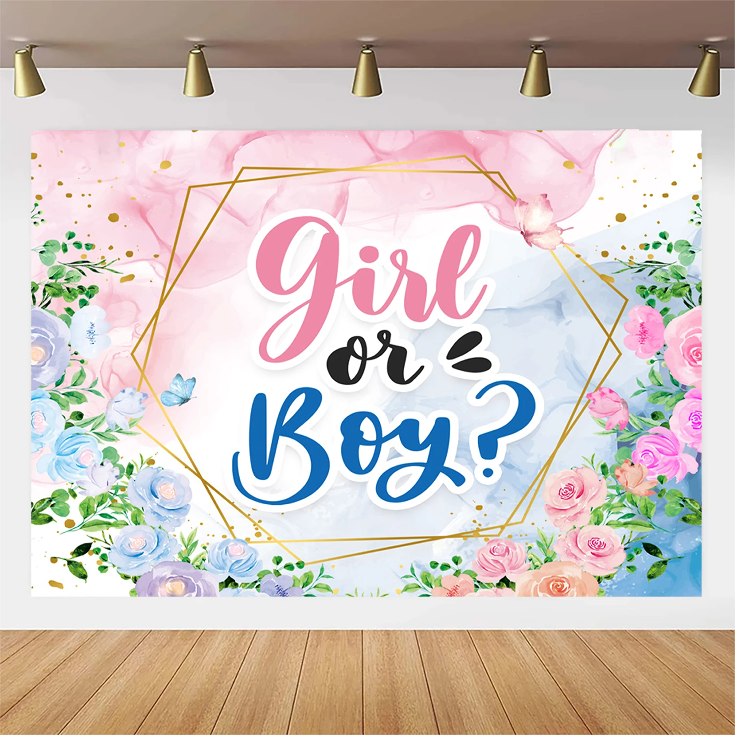 

Gender Revealed Backdrop Photocall Ggender Reveal Party Banner Background Happpy Birthday Pary Decor Kids Boy Girl Baby Shower