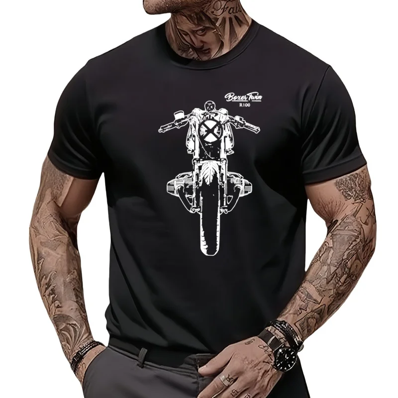 T-Shirt moto homme bleu Boxer café Racer R/80/100/1200 T cadeau motard