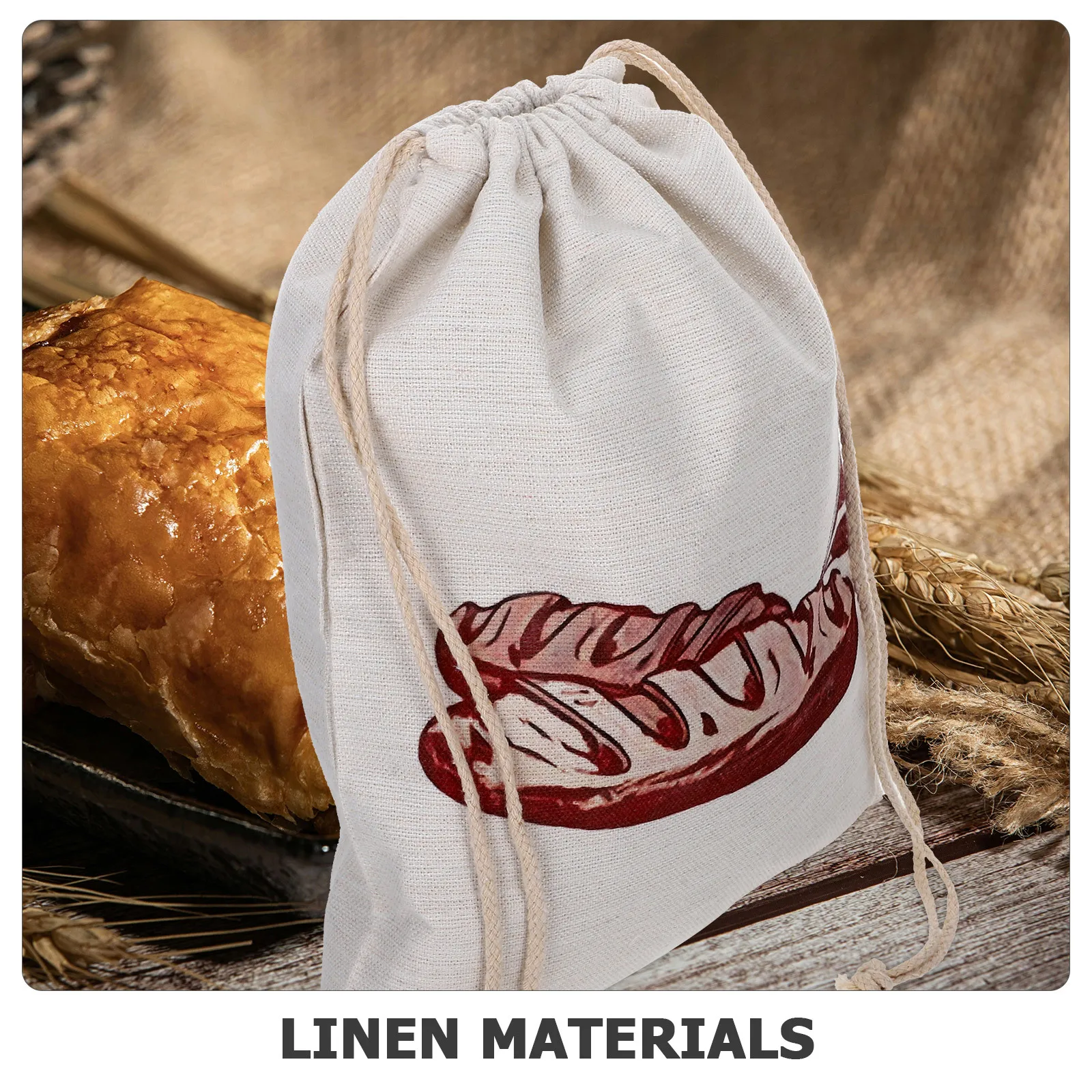 

Reusable Linen Bread Bag with Drawstring for Freshness Keep Bread Food Storage Pouch for Bakery Home Use
