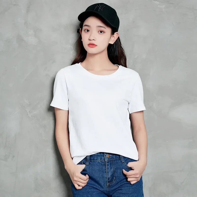 

MRMT 2025 Совершенно новая женская футболка 95 из хлопка с коротким рукавом Женская свободная белая футболка с круглым вырезом Pure White Base Top Tide