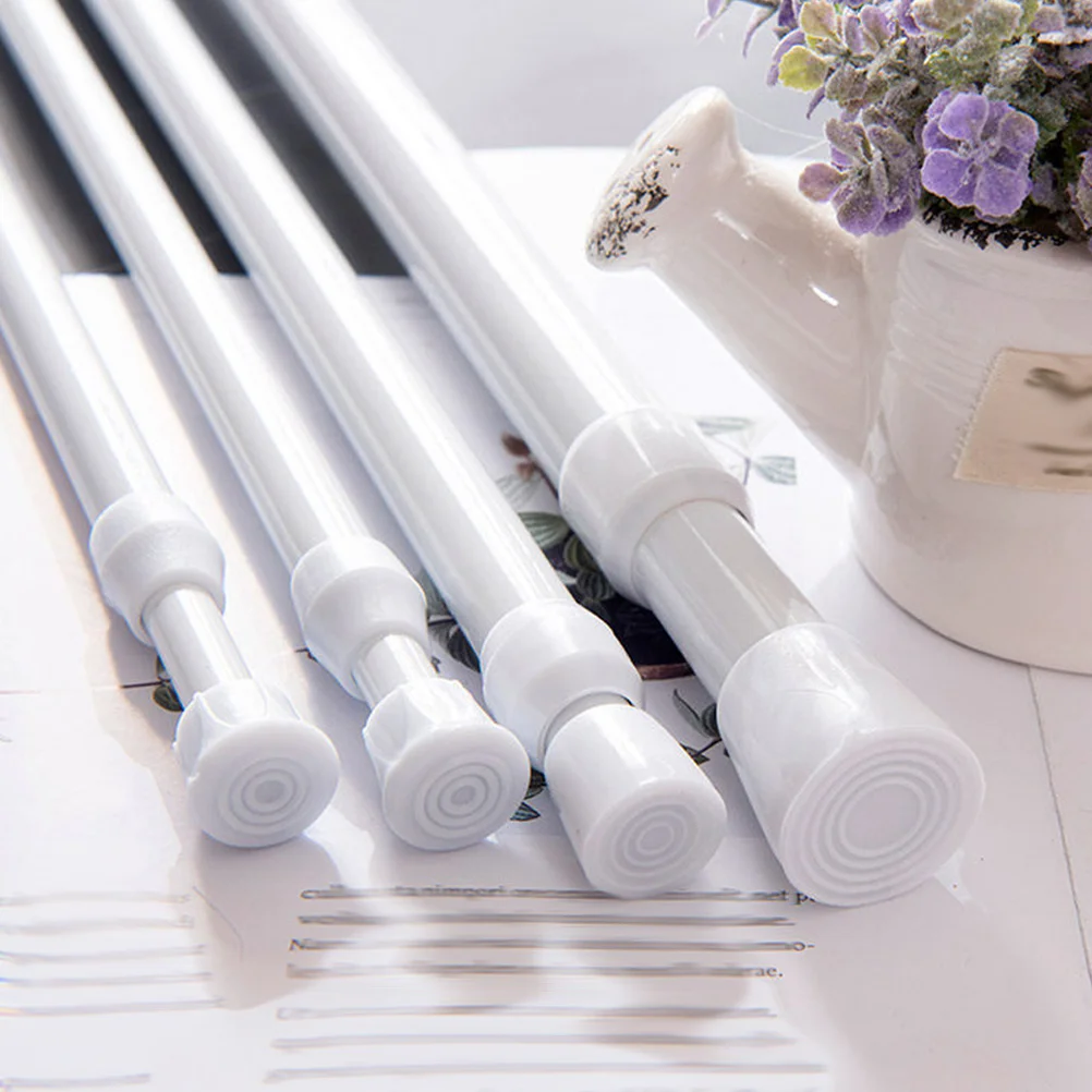 2 Pcs Telescopic Rod Shower Curtain Punch-free Clothes Drying Pole Spring Tension Expandable Iron Rods Adjustable