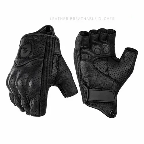 Guantes sin dedos para motocicleta de Verano, accesorios de piel de cabra, Guantes de medio dedo para Motocross, Guantes para Moto Verano