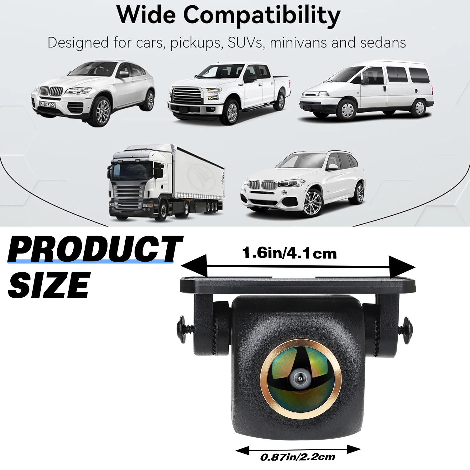 كاميرا احتياطية عالية الدقة مع خطوط دليل وقوف السيارات، كاميرا AHD الجانب الأمامي الخلفي كاميرا عكسية رؤية واسعة Angel Universal لاقط السيارة Tr #4