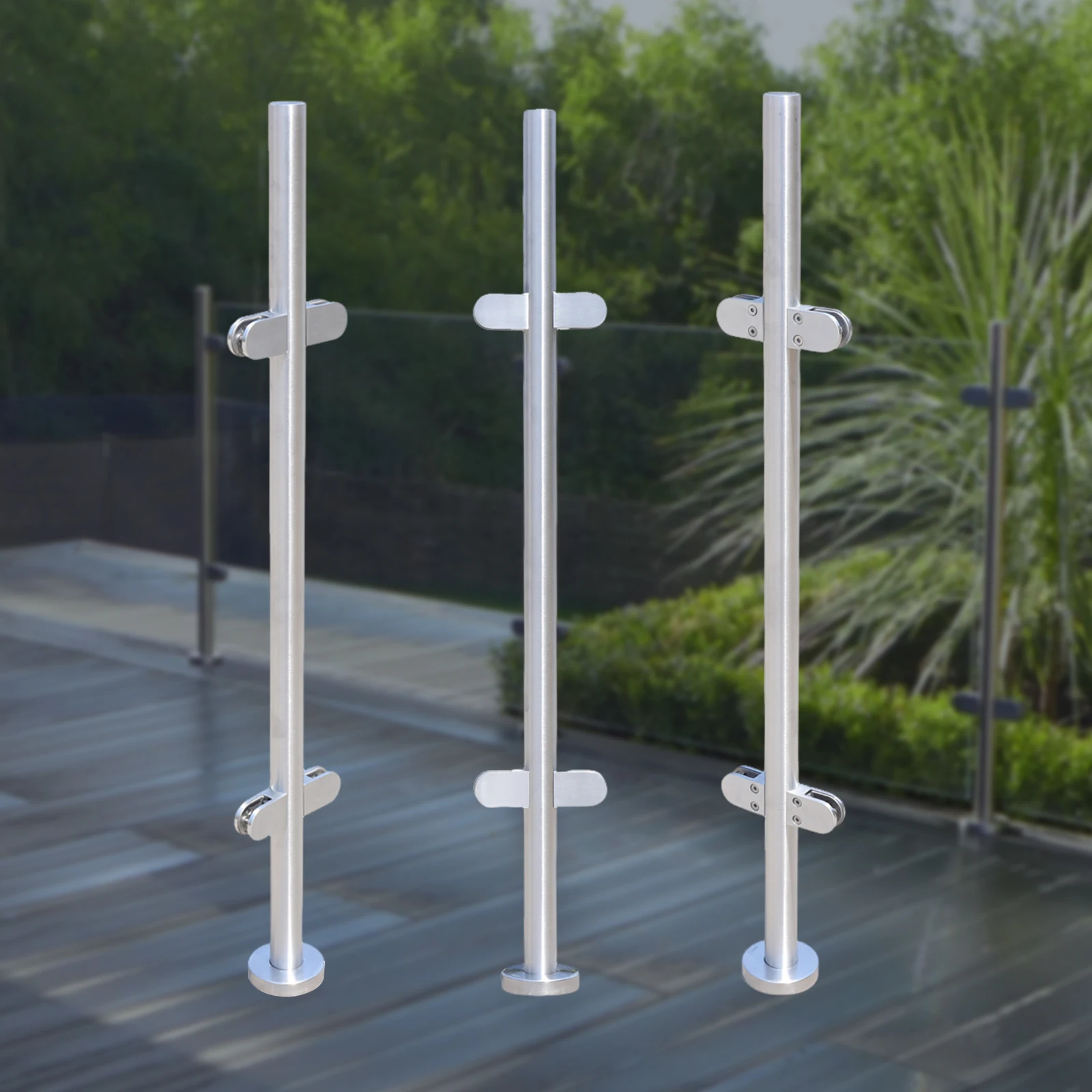 316 Stainless Steel Railing Balustrade Fence Pole Handrail 110cm/43.3in Glass Railing Post for Garden beach