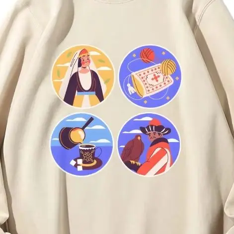 

Russian National Style Folk Casual Crewneck Sweatshirt Retro Vintage Sweatshirt Graphic Hoodies Y2K Unisex Versatile Stylish