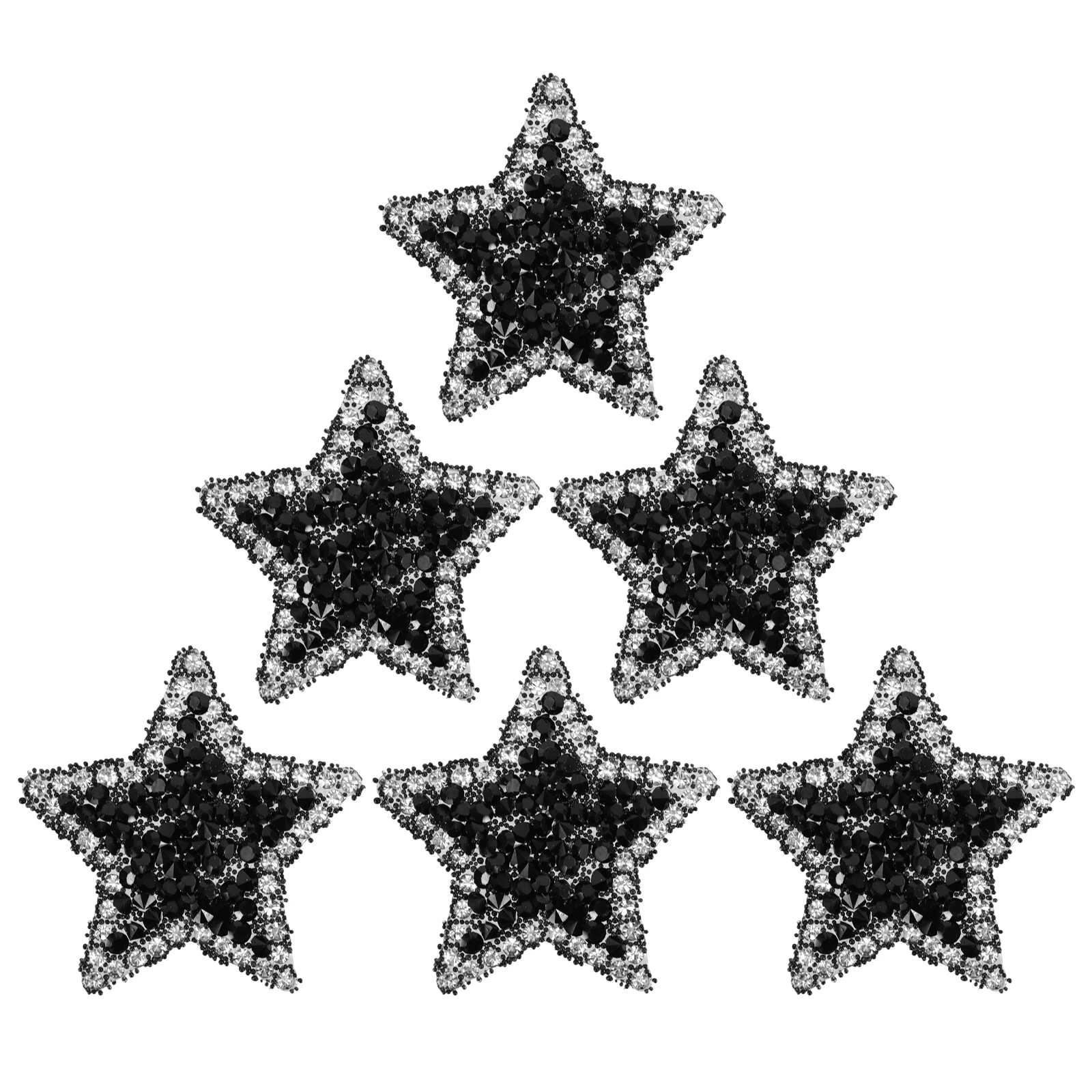 

6pcs Star Shaped Bling Fabric Patches Clothing Repair Sewing Appliques Wear-Resistant Diy Glitter Patch For Bags Hats Jeans