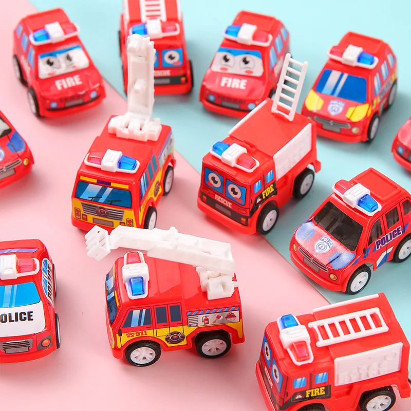 10pcs Mini Pull Back Fire Truck Police Car Toys for Kids Birthday Party Favors Goodie Pinata Fillers Boy Girl Christmas Gifts