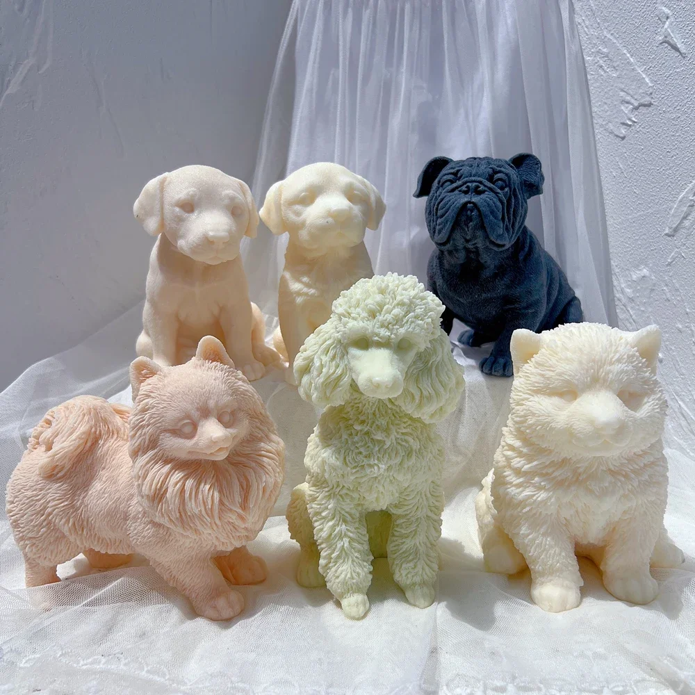 Imagem -05 - Cute Diferentes Raças Dog Candle Mold Animal Cachorro Cera de Soja Molde de Silicone Dog Lover Home Decor