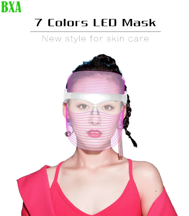 BXA LED Light Therapy Facial Mask 7 Colors Photon Anti-Aging Anti Wrinkle Rejuvenation Wireless Face Mask Skin Care Beatuy