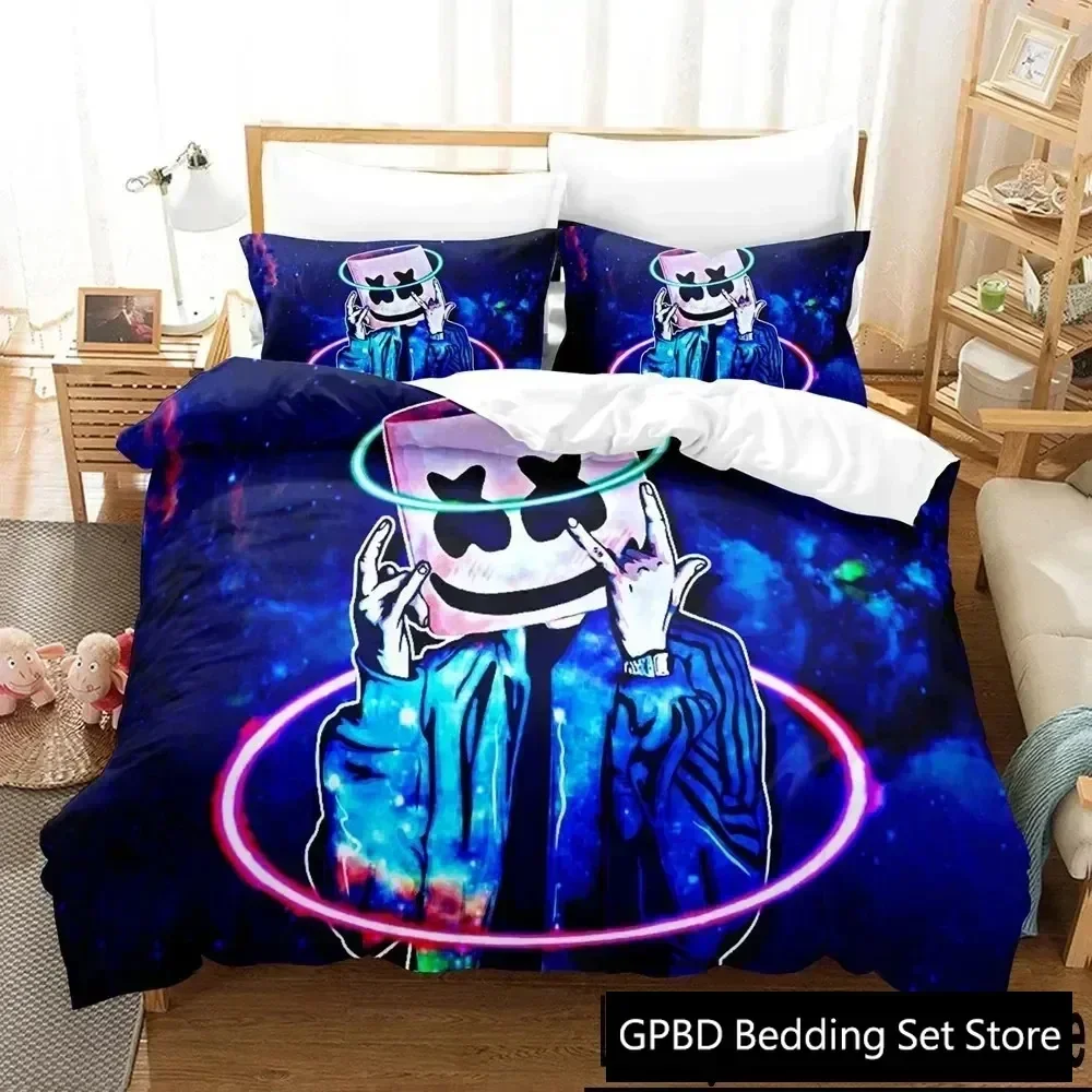 Luxury New 3D Print Marshmallow DJ Bedding Set Duvet Cover Bed Set Quilt Cover Pillowcase king Queen Size Boys Adult Bedding Set
