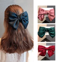 New Hair Clip Bowknot Hairpins for Women Cute Hair Accessories Vintage Big Solid Hair Bow Ties Headband Fashion Simple Hairgrip