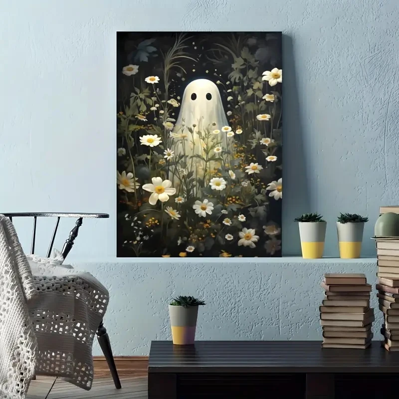 

1pcs Humorous Skull Black Cat Embracing Canvas Art Painting Print Frameless Wall Decoration Modern Living Room Home Decoration