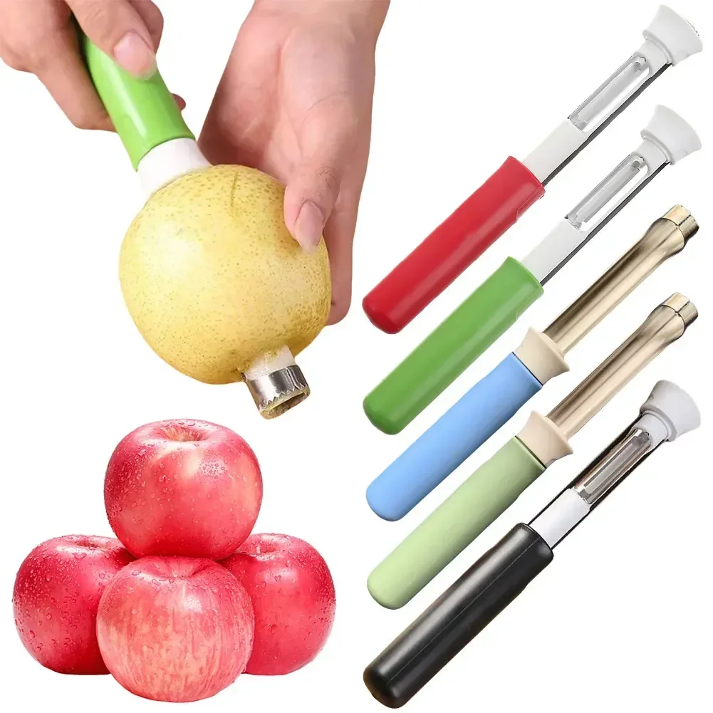 Pelador de manzana telescópico 2 en 1, removedor de núcleo de manzana de acero inoxidable, herramienta de utensilios de cocina para quitar semillas de manzana, novedad de 2025