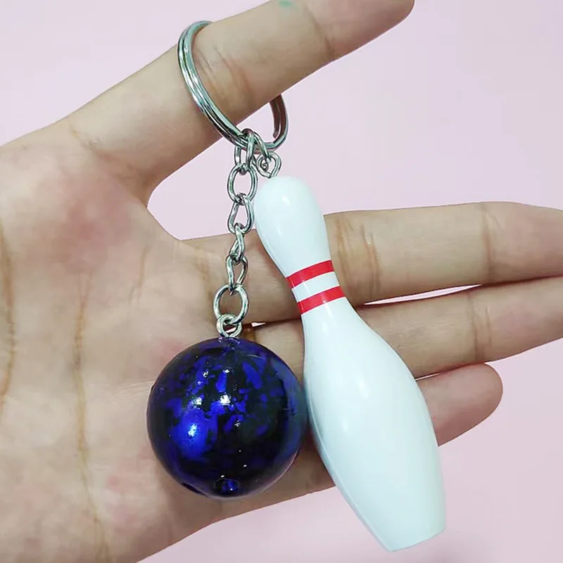 Bowling Ball Model Keychain Creativity Bag Pendent Competition Souvenirs Car Ornament Key Jewelry Accessories Gift for Friends