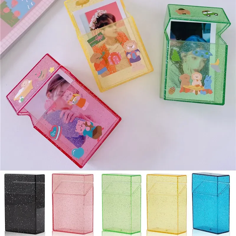 Photo Card Storage Box Holder Ins Style Transparent Blingbling Box Case Container Albumes Photo Storage Box Korean Stationery