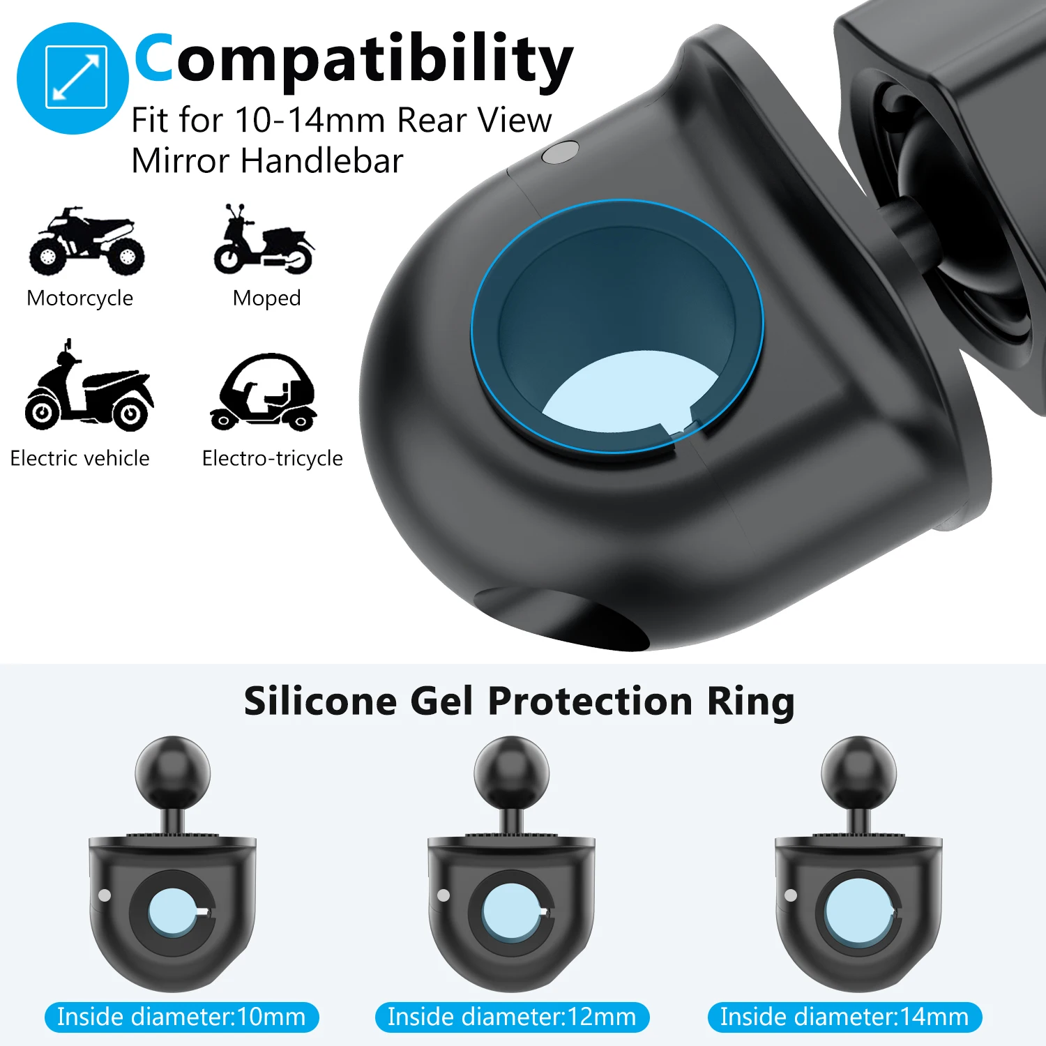 Motorcycle phone stand, anti-shake, quick release Phone stand Motorcycle Mirror stand - universal, rugged, adjustable design