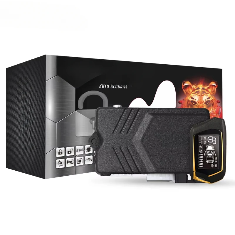 Magi Car Alarm Security System Two Way LCD Remote Starter Gold