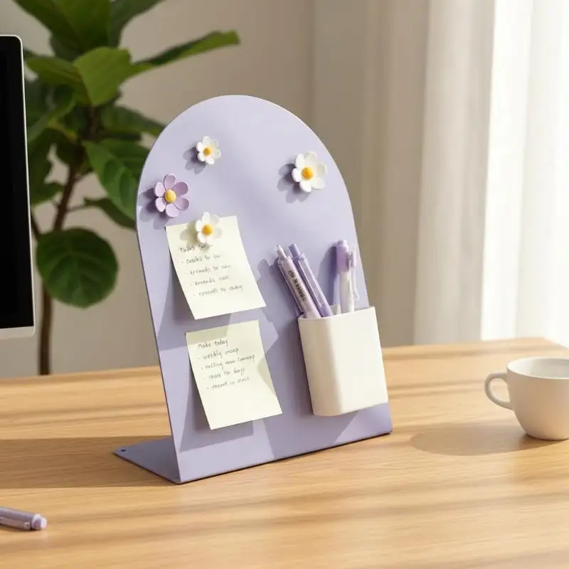 Vertical Desktop Magnetic Note Board Badge Card Storage Display Rack, Magnetic Photo Frame for Home Office Desk Memo