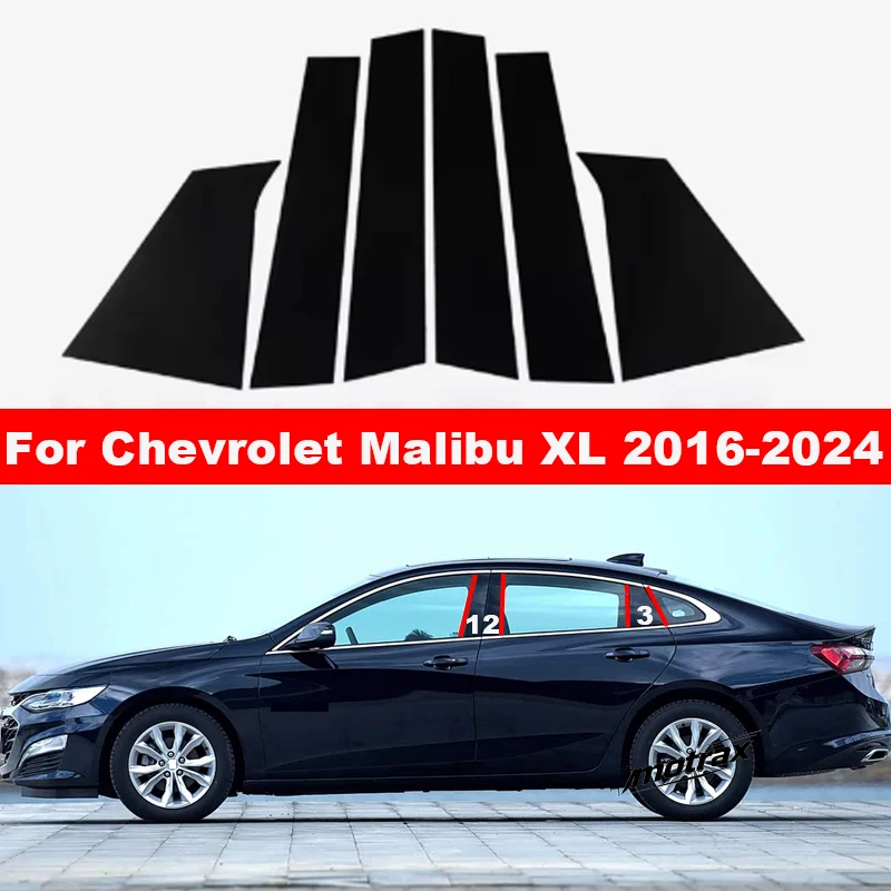 Car Middle Window B C Pillar Posts Door Trims Molding for Chevrolet Malibu XL 2016-2024 Anti Scratch PC Stickers Accessories