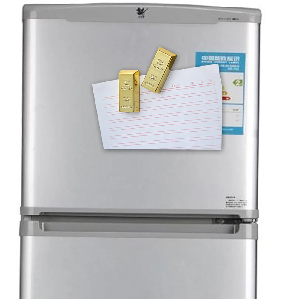 

6 Pcs Gold Brick Refrigerator Stickers Creative Fridge Magnets Cute Locker Theme Magnetic Kitchen Decor Whiteboard Accessories