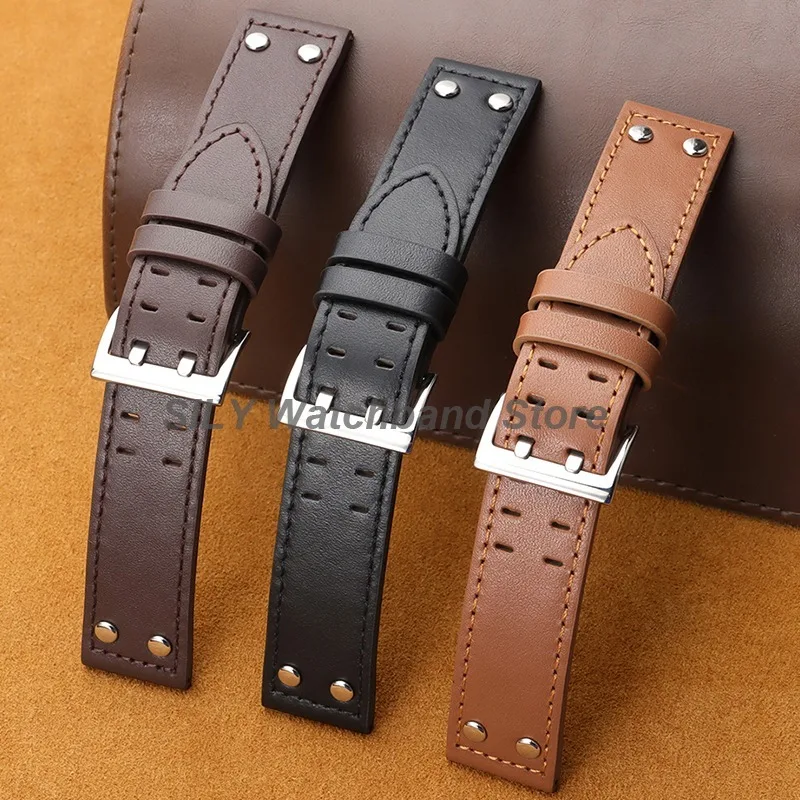 Correa de reloj de negocios, correa de reloj de cuero de moda de 20/22mm para Seiko, Omega, Hamilton KHAKI AVIATION FIELD, pulsera para hombres y mujeres
