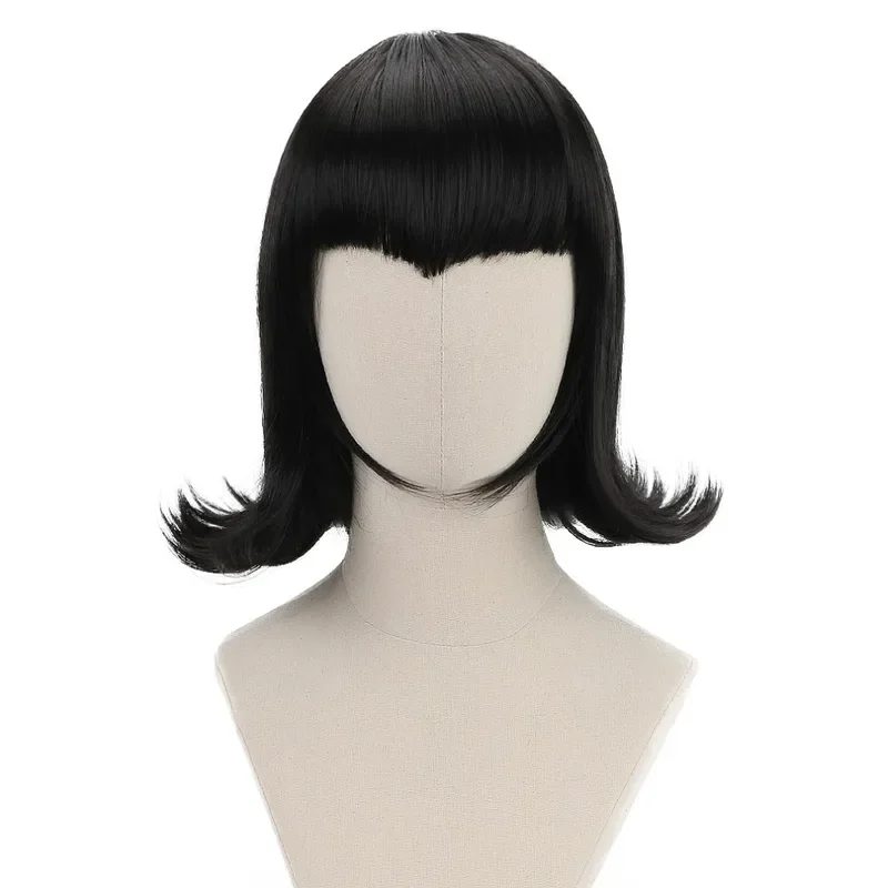 13"Bob Wigs Short Hair Black Curly Mavis Cosplay Wig Women Girls Synthetic Vampire Anime Hair Wigs for Party Costume Halloween