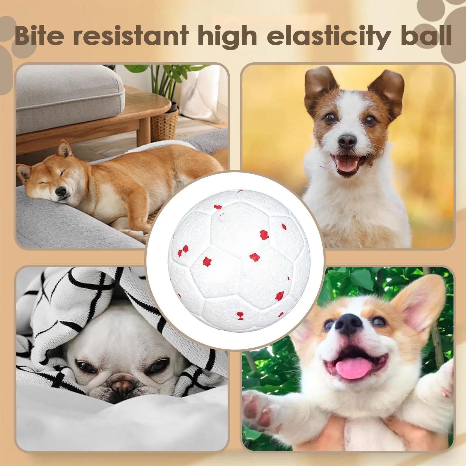 Soccer Ball For Dogs Bite-Resistant Elastic Gadget Chewers Toy Soccer Ball For Living Room Balcony Yard Garden Camping Travel