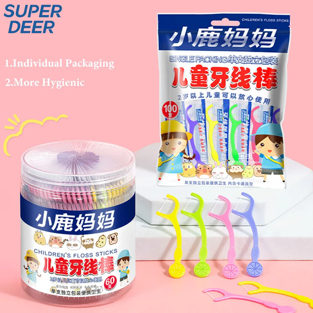 Fawnmum Dental Floss Sticks For Children Portable Disposable Dental Toothpicks Cleaning Between Teeth Funny Oral Care Tool