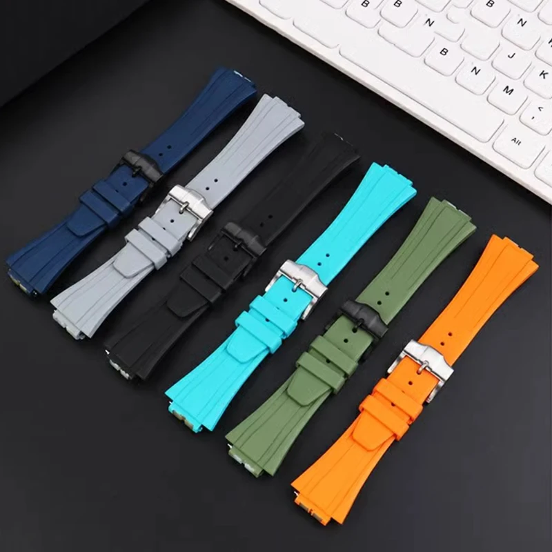 GA-2100 GA-2110 Ruber Strap for Casio G-SHOCK GM-2100 GA2100 GM-5600 Series FKM Silicone Convex Mouth Waterproof Watch Band 16mm