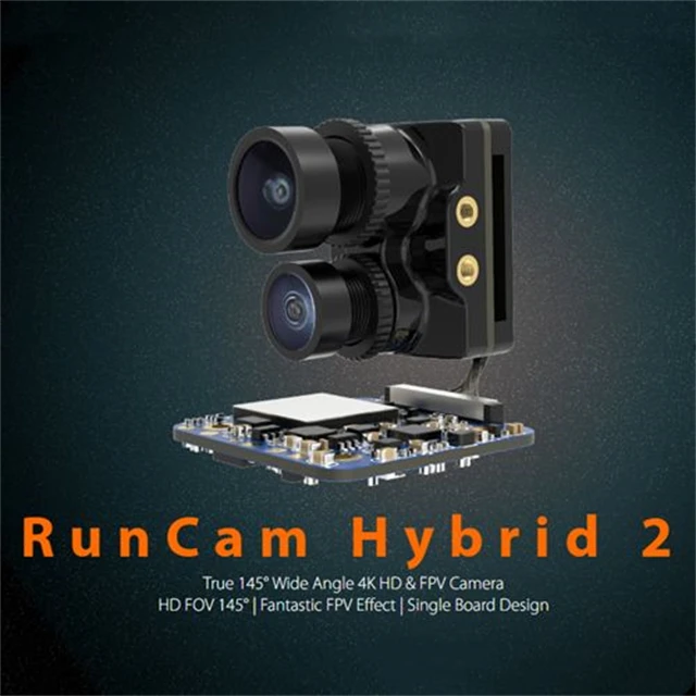 RunCam Hybrid 2 Upgraded 4K FPV and HD Recording cam.era with Dual Lens FOV 145 angle Phoenix 2 Analog Sensor 128G DIY