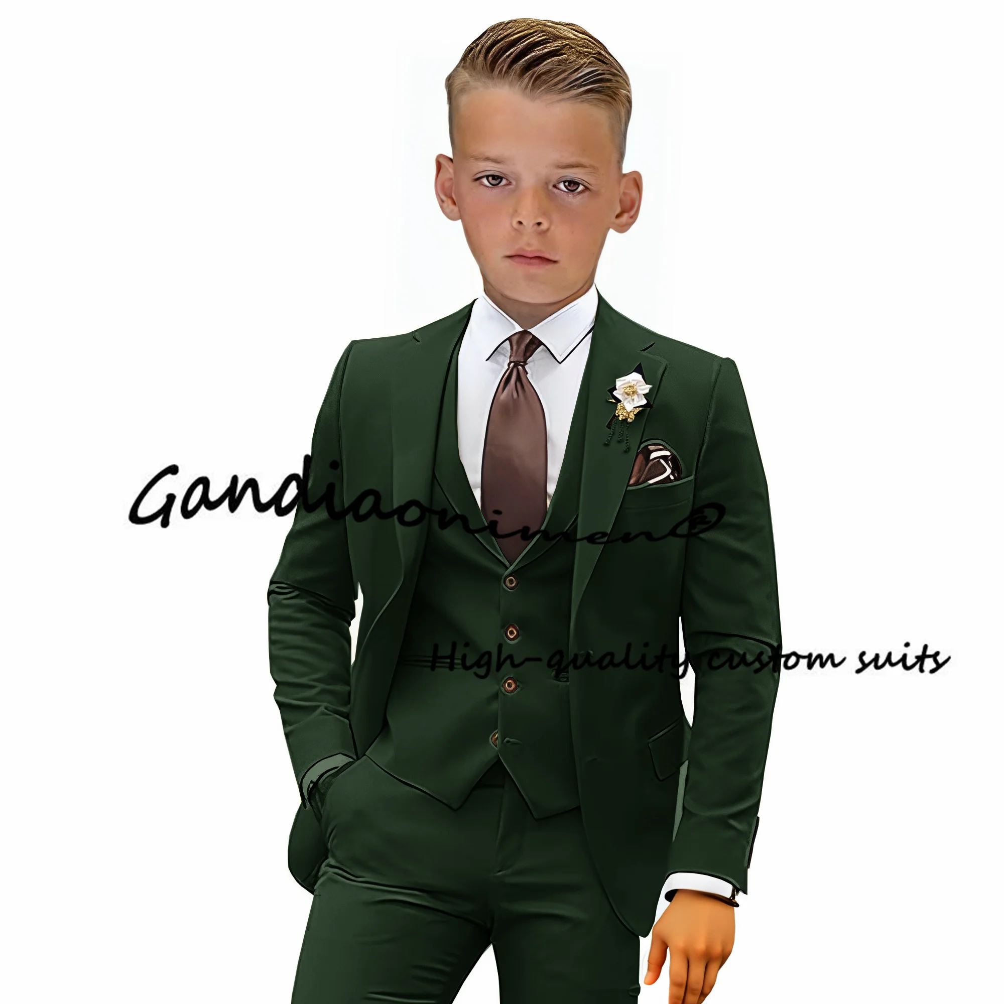 Boys Suit Set 3 Piece Slim Fit Formal Kids Tuxedo Suits for Wedding Party