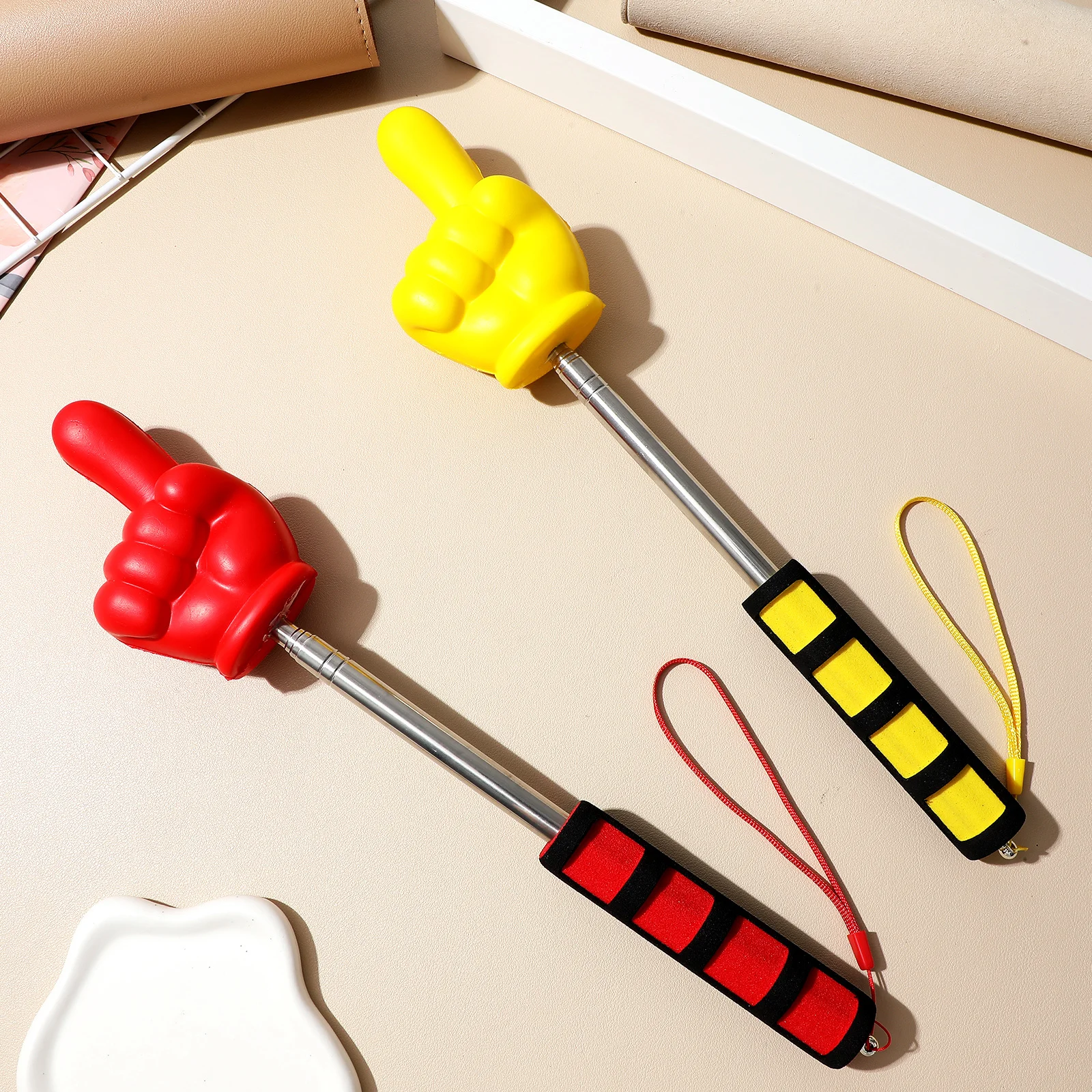 

2pcs Extendable Finger Pointer Stick Sturdy Soft Handle For Classroom Teaching Math Reading Kids Teachers Guide Tool