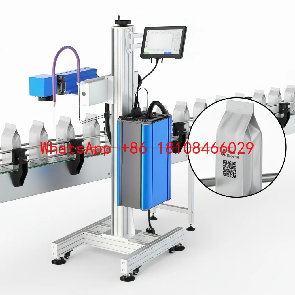 Flying Online Label PET Bottle Expiry Date CO2 Laser Marking Machine BMP/DXF/PLT/DWG High-Accuracy Easy Operation for Food