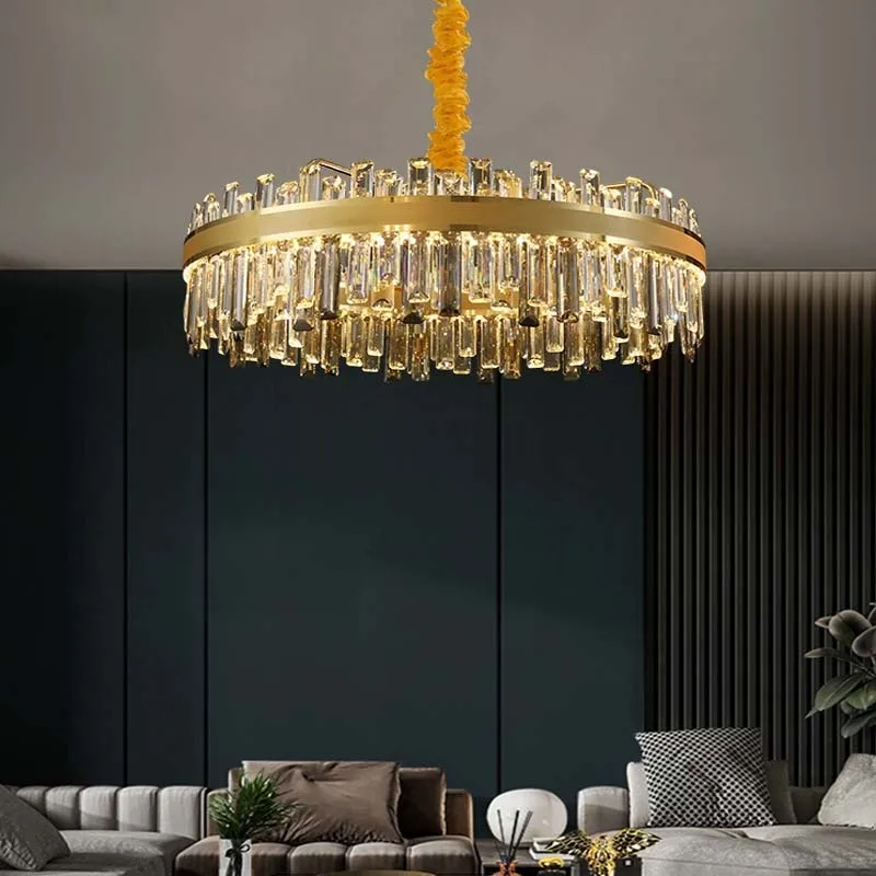 

AiPaiTe Modern LED Crystal Round Chandelier Black/Gold Living Room Dining Room Chandelier.