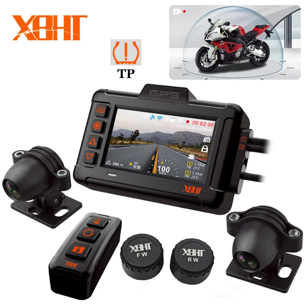 

Motorcycle Driving Recorder Motorcycle Video GPS Recorder Rear View Driving Monitoring WiFi Night Vision Dual 1080P Waterproof