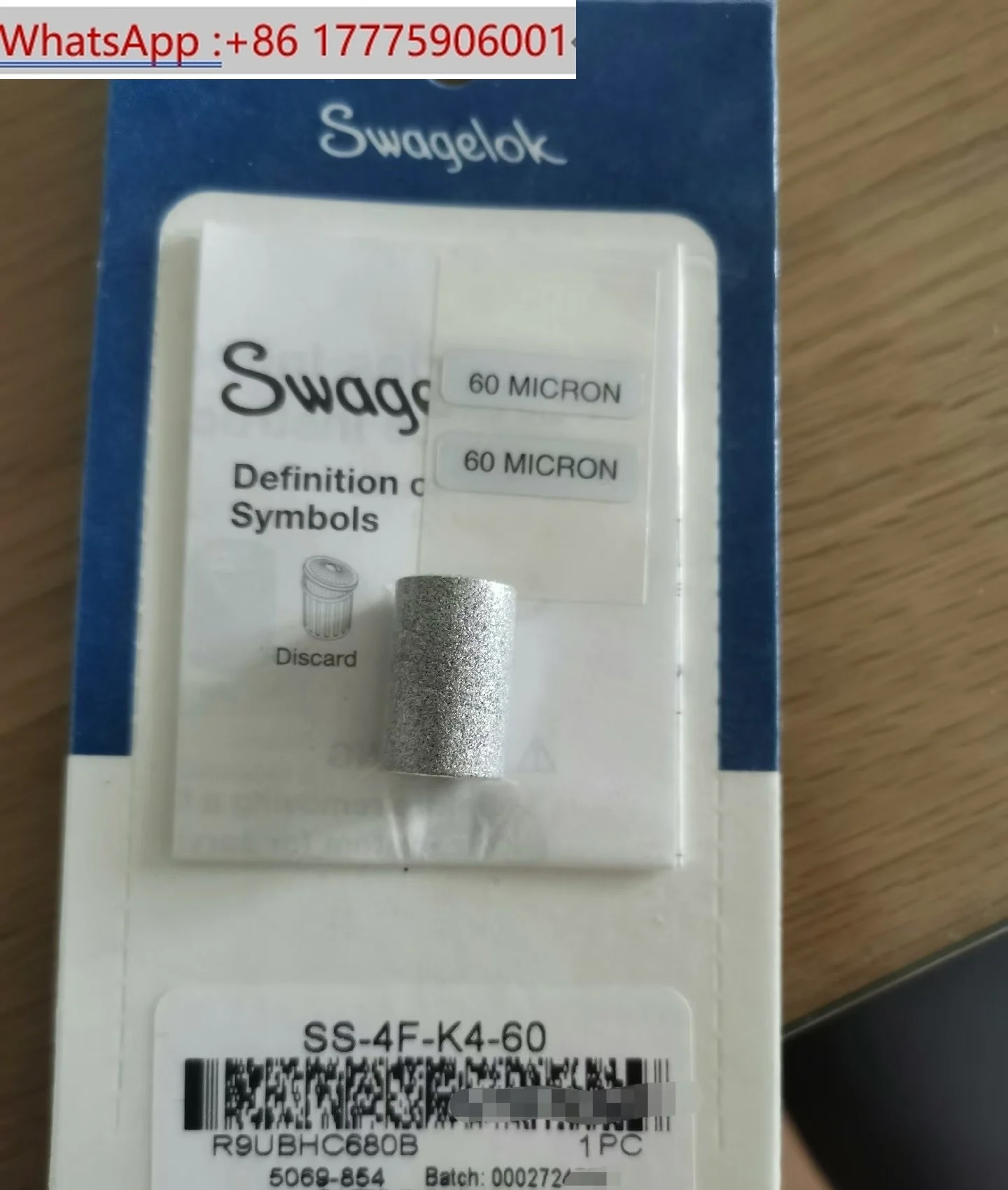 

Particle filter with 60 micron filter cartridge kit SS-4F-K4-60