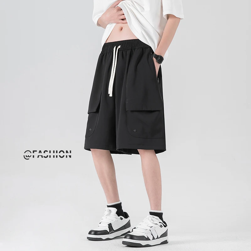 

Ice Silk Men's orts Summer Thin Straight Cut Five-Quarter Casual Workwear Trendy Sports Mid-Length Breathable Loose Fit