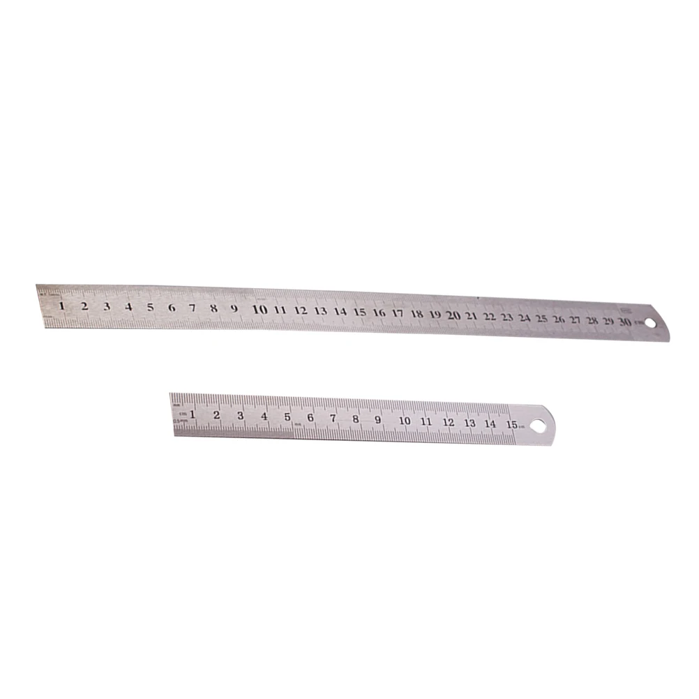 

2Pcs Stainless Steel Ruler Metal Ruler 15cm 30cm for Engineering School Office Drawing Measuring Tools