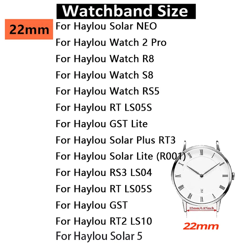 Dla HAYLOU Solar 5 Pasek ze stali nierdzewnej Dla Haylou Watch RS5 S8 R8 Metalowy pasek Correas reloj Dla Haylou Solar Lite Bransoletka