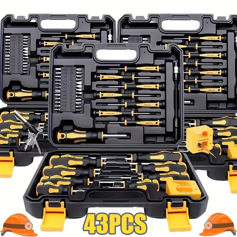 43Pcs Magnetic Screwdriver Set, Interchangeable Bits, Ergonomic Handle & Magnetic Base, Ideal for Auto & Electronics Repair