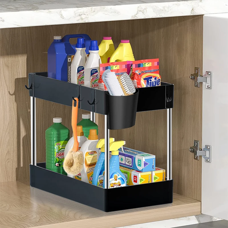 

Under Sink Storage Organizer, 2 Tier Drawer, Under Sink Cabinet, Bath Collection Baskets, Bathroom, Kitchen Organizer Rack