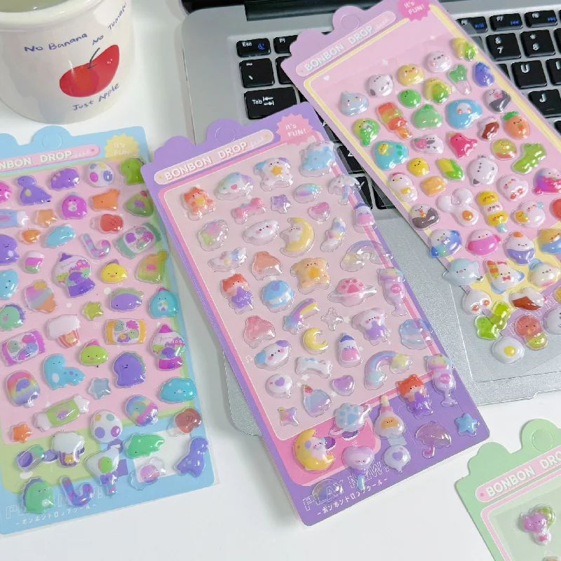 5 قطعة الحيوانات الكرتون ثلاثية الأبعاد ملصقات الإغاثة لطيف الكلب القط Diy بها بنفسك الهاتف الأمتعة الكمبيوتر أعواد تزيين هدية